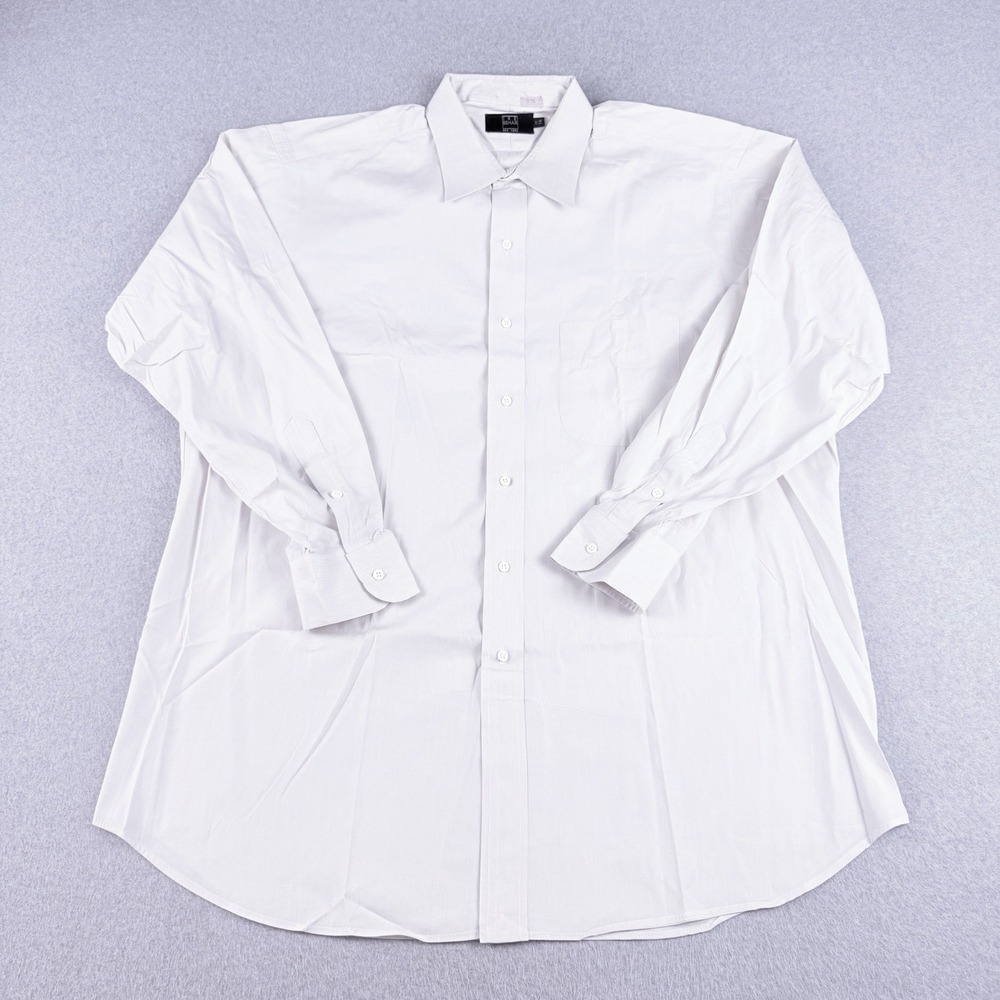 Ike Behar New York Ecru Dress Shirt Mens 17 34 XL Cotton Spread Collar Pocket